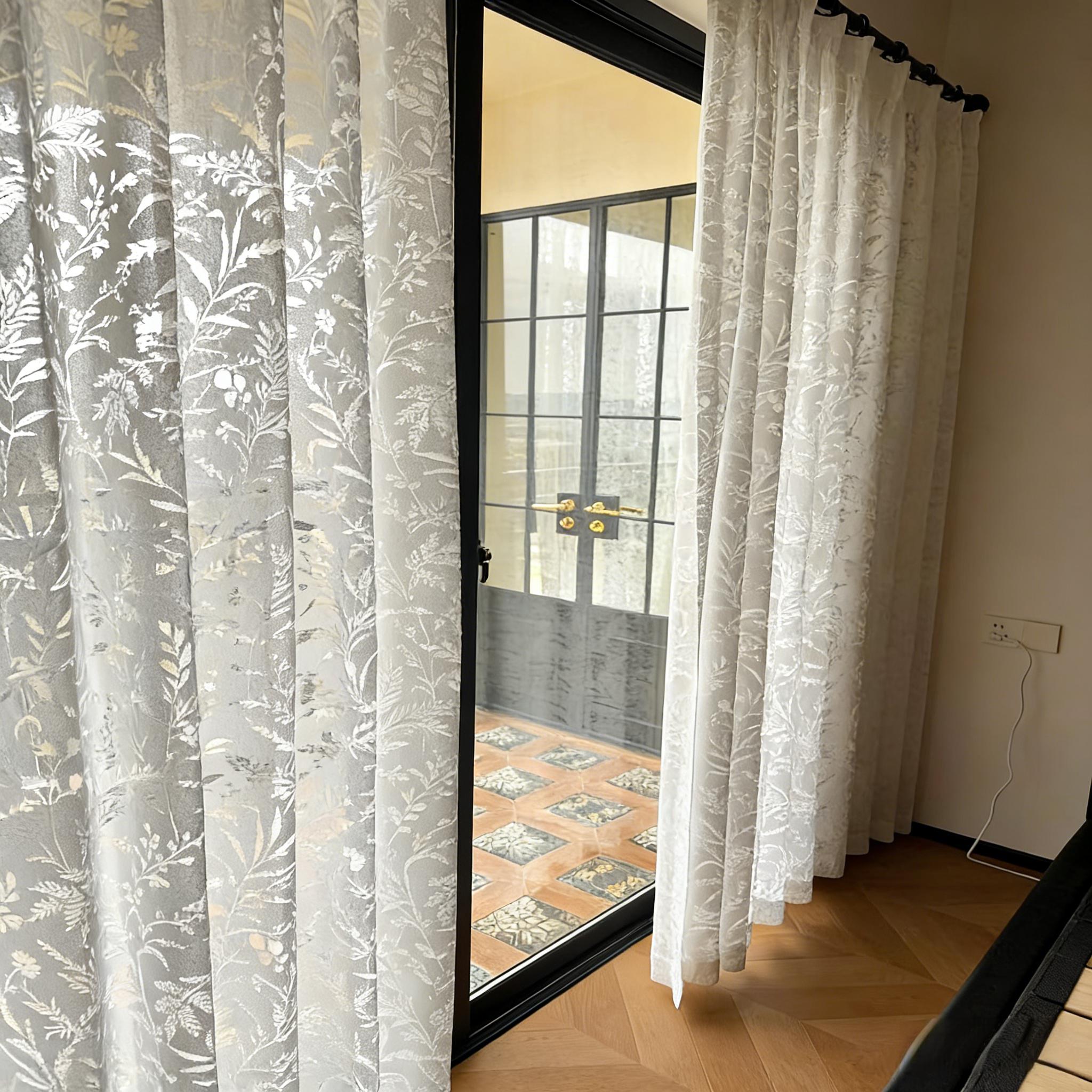Vintage Floral Crochet Lace Sheer Curtains 2 Panels, White French Romantic Breathable Window Drapes for Living Room with Free Pinch Pleat Rings & Hooks