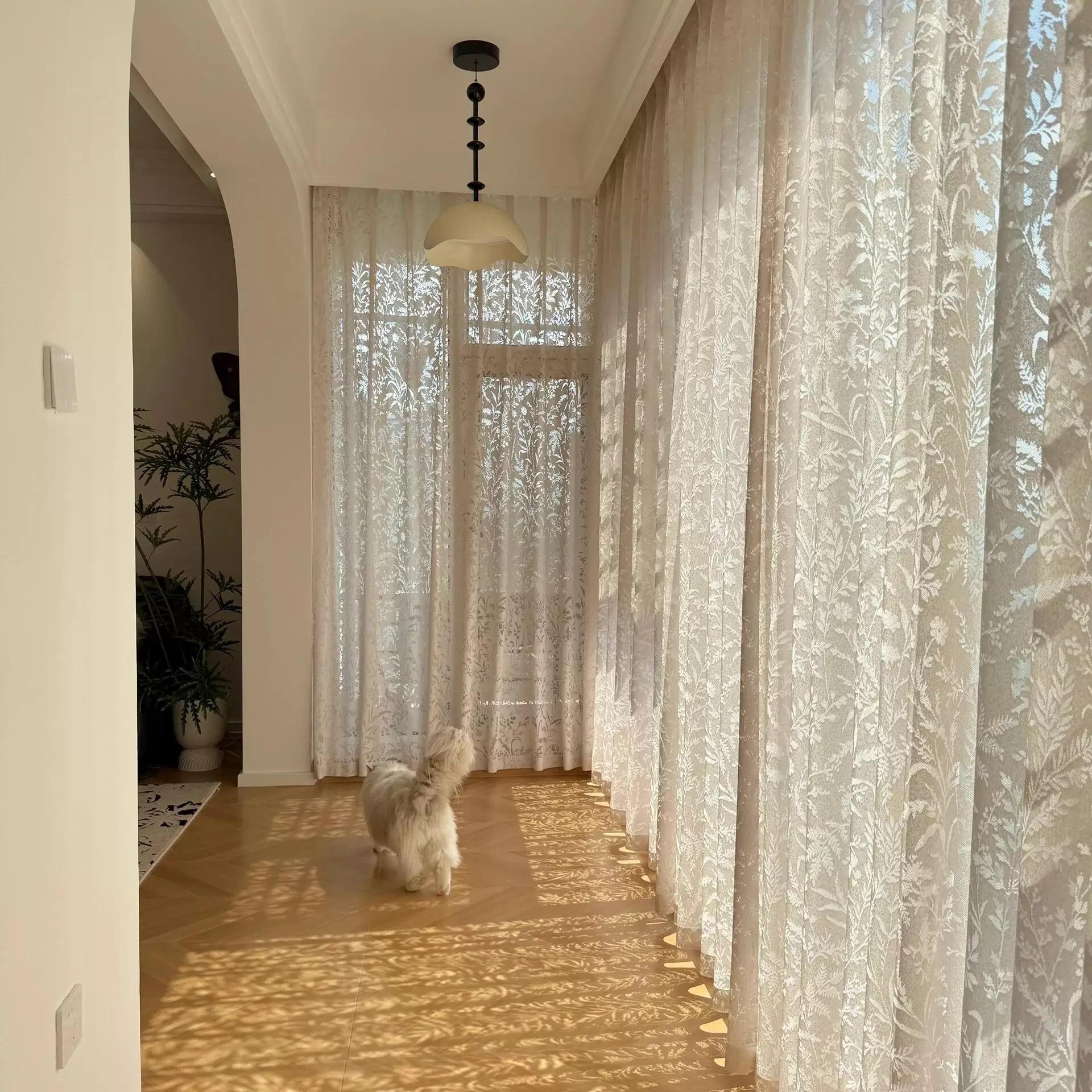 Vintage Floral Crochet Lace Sheer Curtains 2 Panels, White French Romantic Breathable Window Drapes for Living Room with Free Pinch Pleat Rings & Hooks