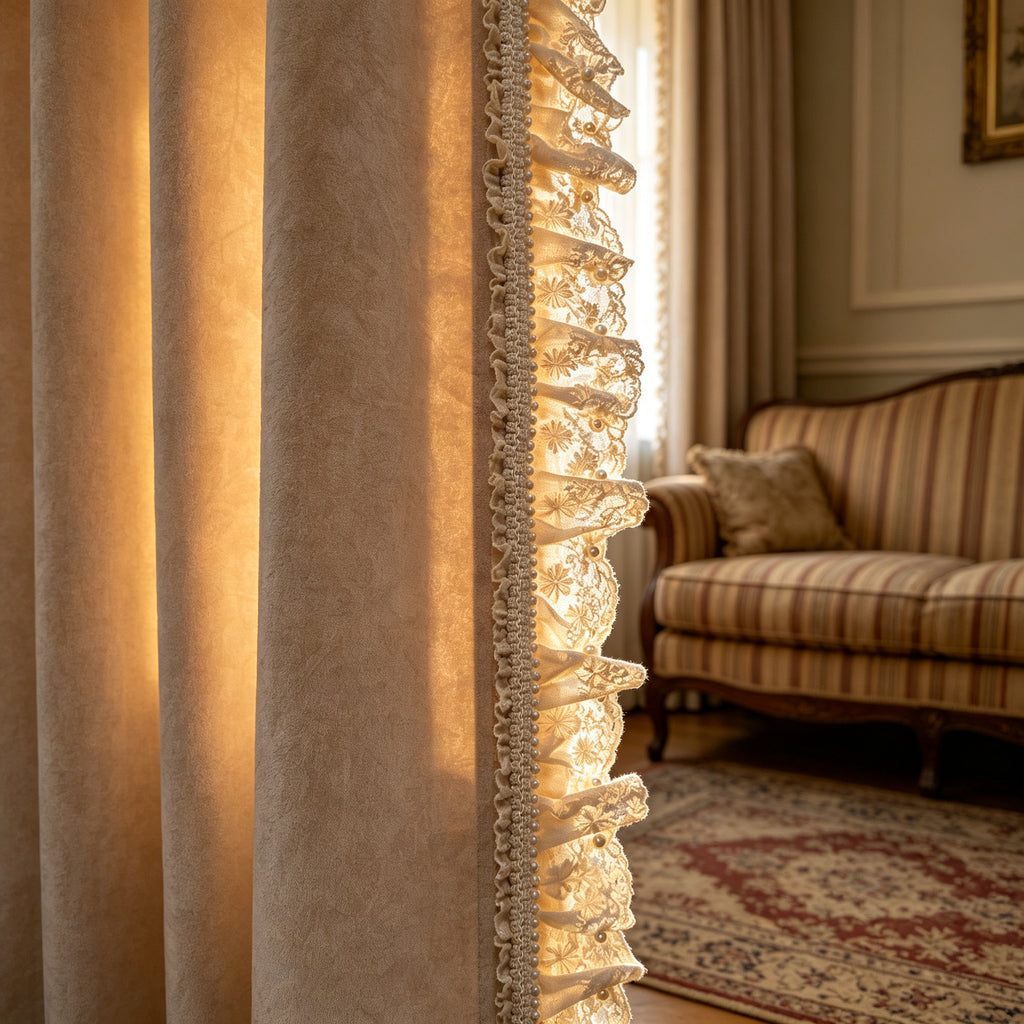 Mid-Century Heavy Chenille Blackout Grommet Curtains 2 Panels, Thermal Privacy Window Drapes Dark Green Beige, Free Pinch Pleat Hooks