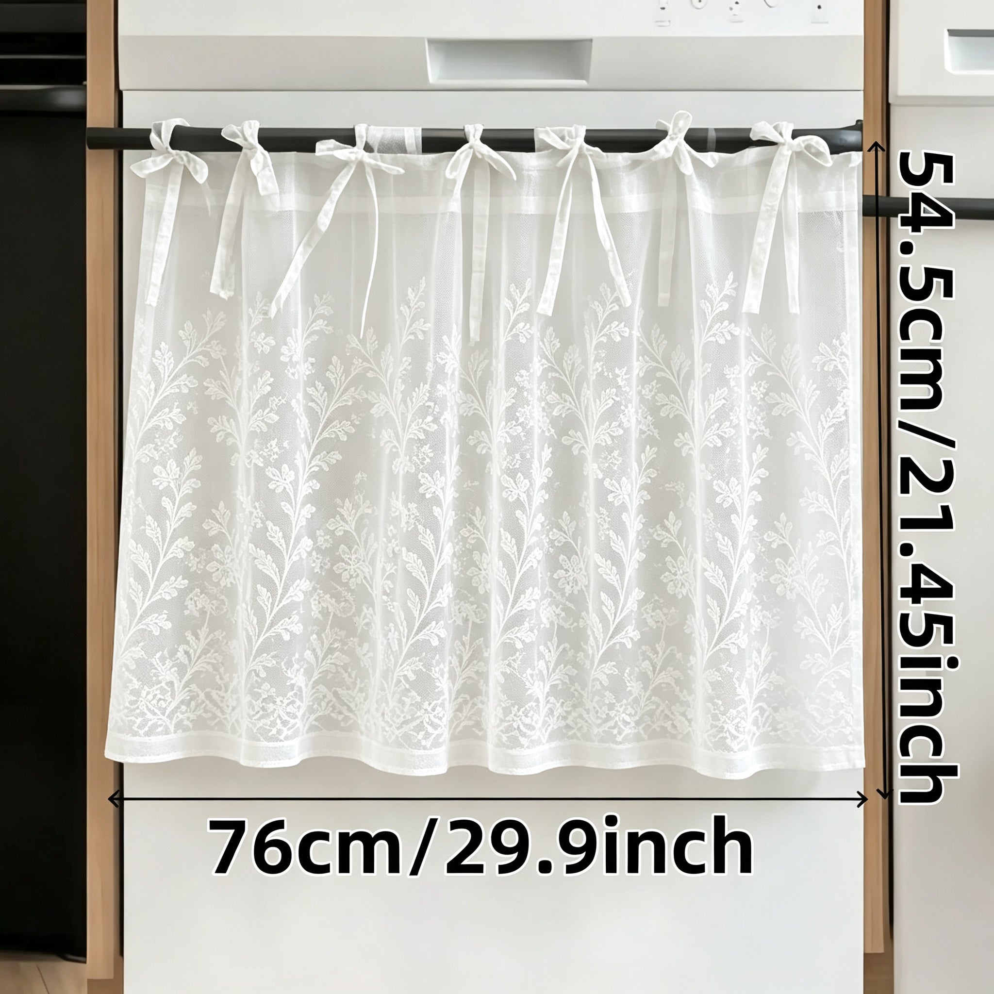 Farmhouse Heat Resistant Oven Skirt, Tie-On Stain Concealing Dishwasher Curtain Cover, Vintage Kitchen Decor